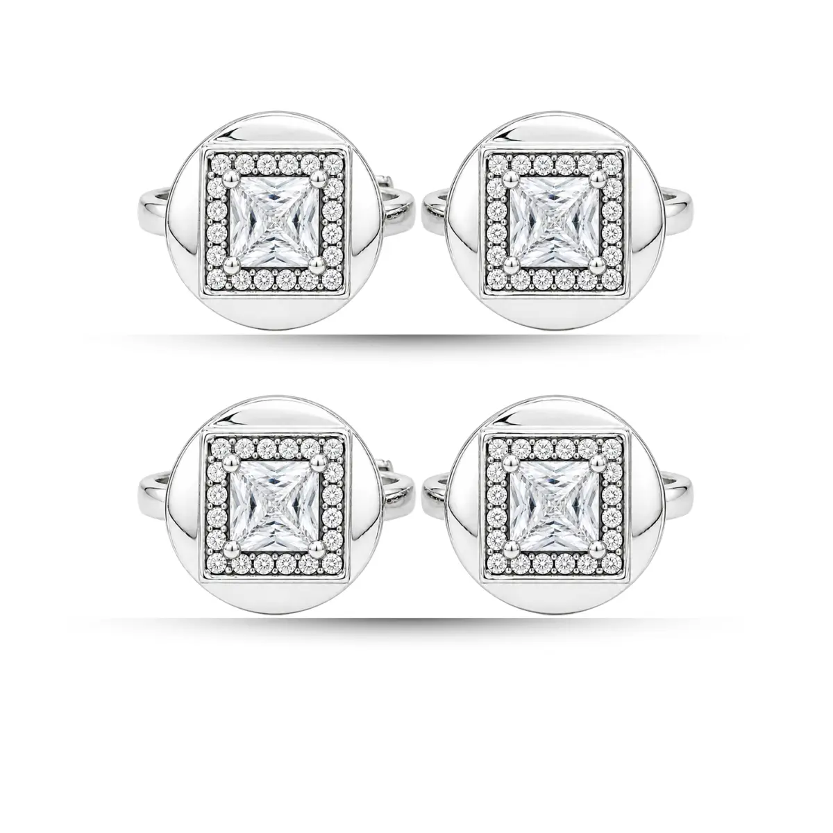 925 Sterling Silver A Toe Ring Pair Of 2 Square Centre Motif With Stone Detailing For Women